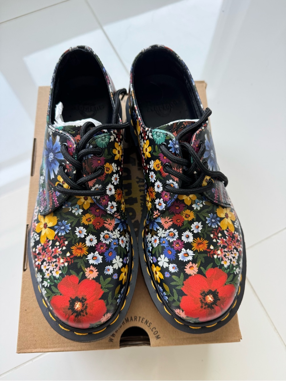 Dr. Martens Wanderlust Backhand Floral Lace-Up Shoes in Black Multi